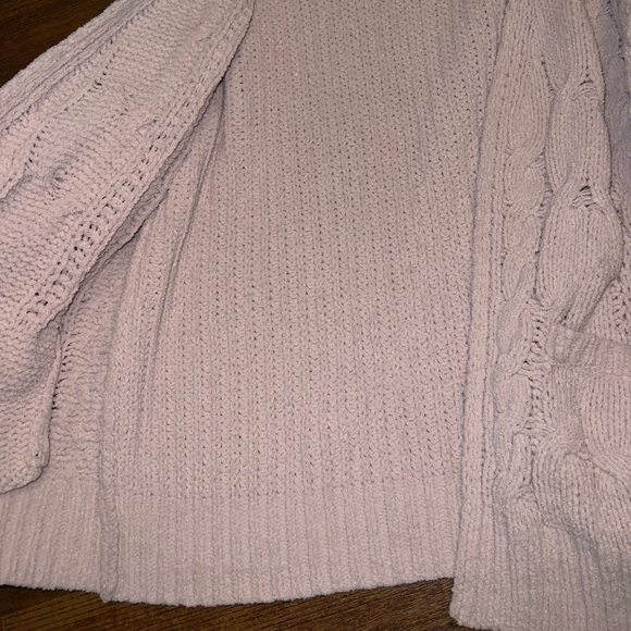 ⭐️Cupio Light Pink Open Front Chunky Knit Long Sleeve Cardigan Size M - Picture 7 of 14